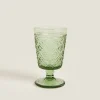 ZARA Home Raised Floral Design Wine Glass