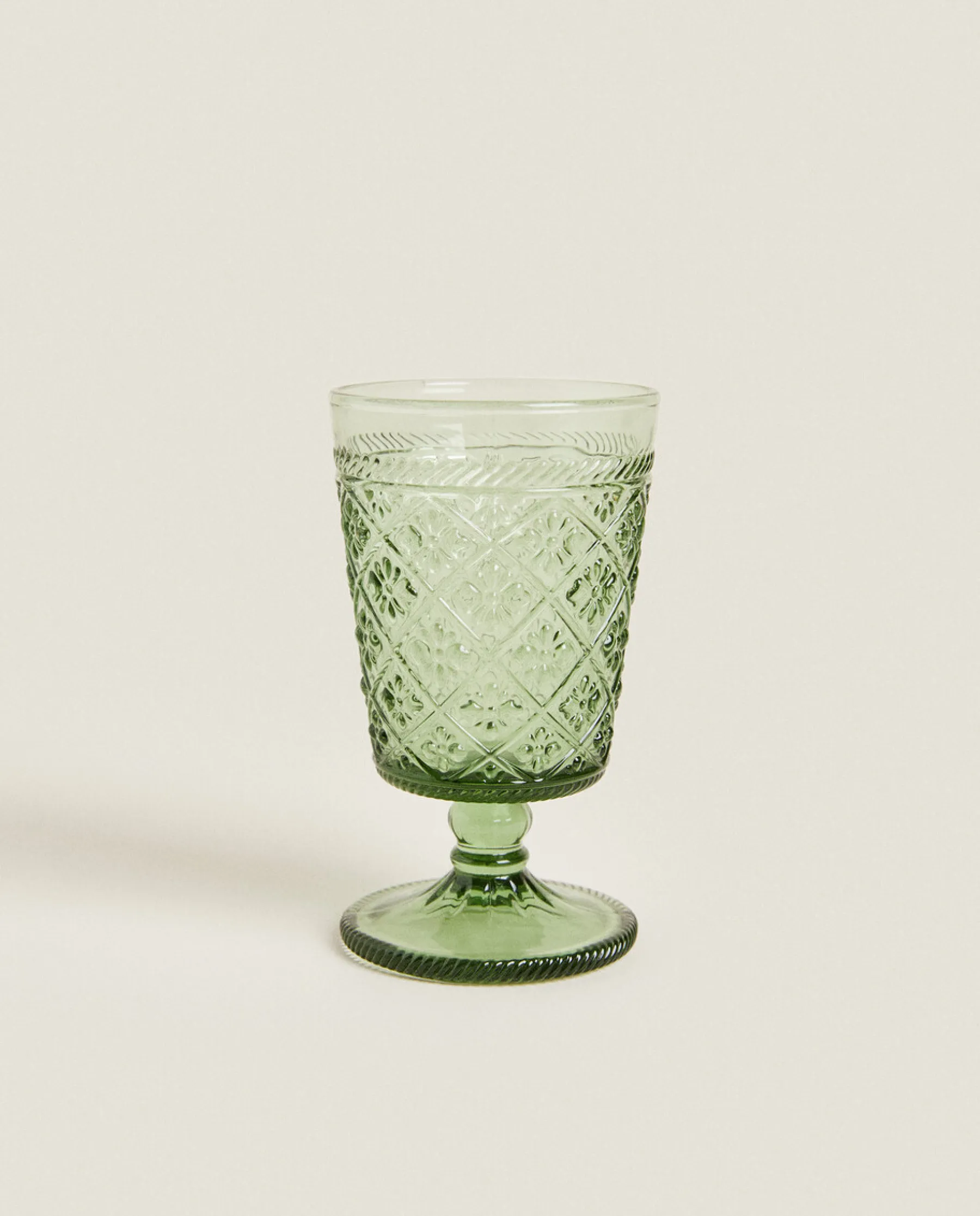 ZARA Home Raised Floral Design Wine Glass