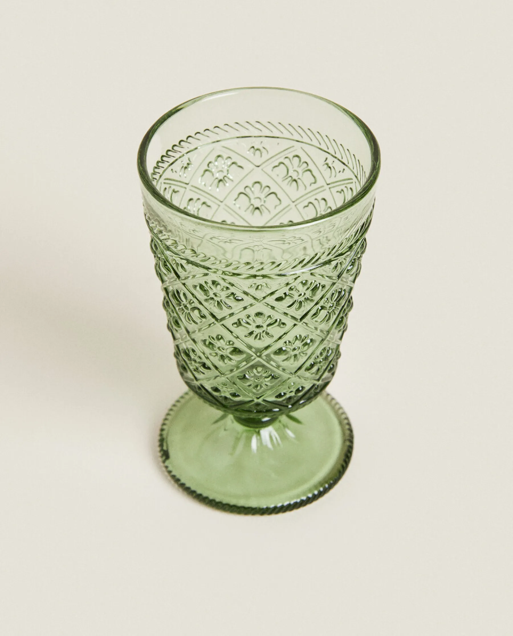 ZARA Home Raised Floral Design Wine Glass