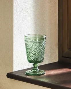 ZARA Home Raised Floral Design Wine Glass