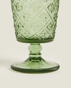 ZARA Home Raised Floral Design Wine Glass