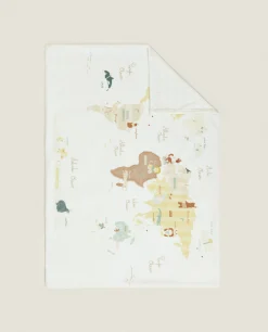 ZARA Home Reversible World Map Blanket