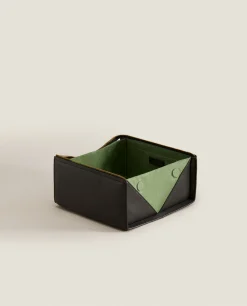 ZARA Home Rigid Leather Cosmetic Bag