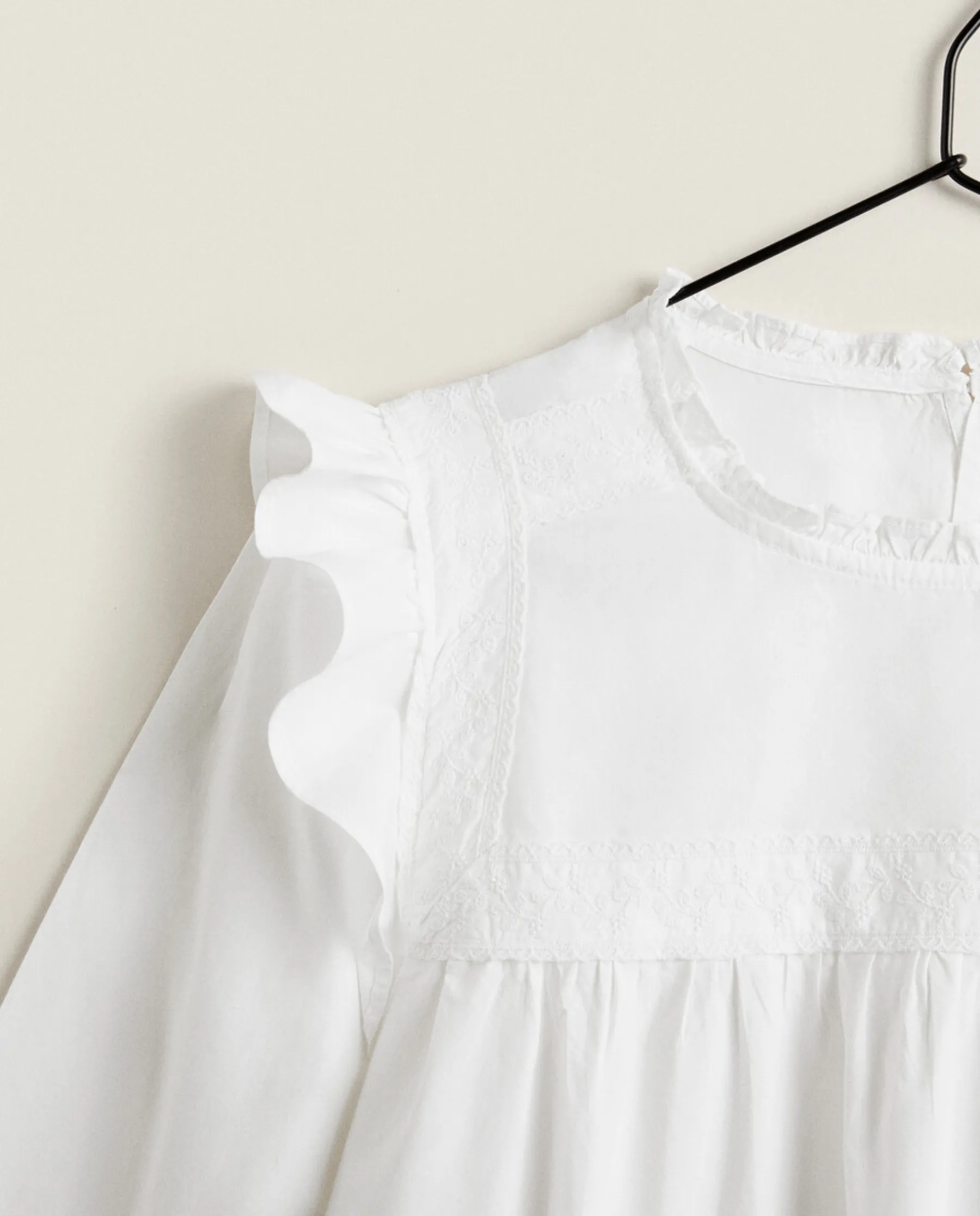 ZARA Home Shirt With Lace Trim & Ruffles