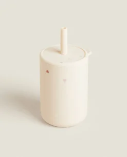 ZARA Home Silicone Heart Tumbler With Straw
