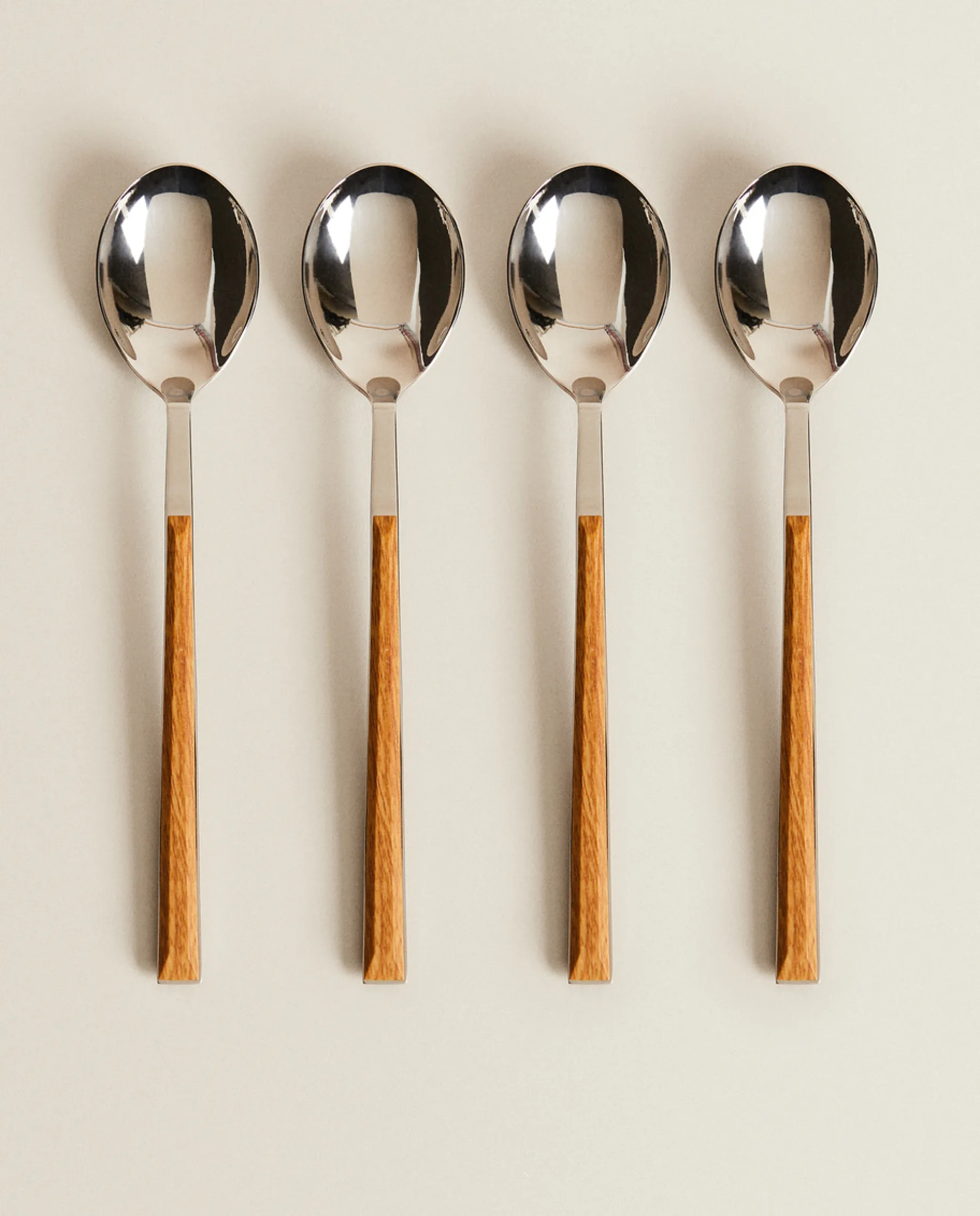 ZARA Home 4-Spoon Box With Wood Pattern Handles