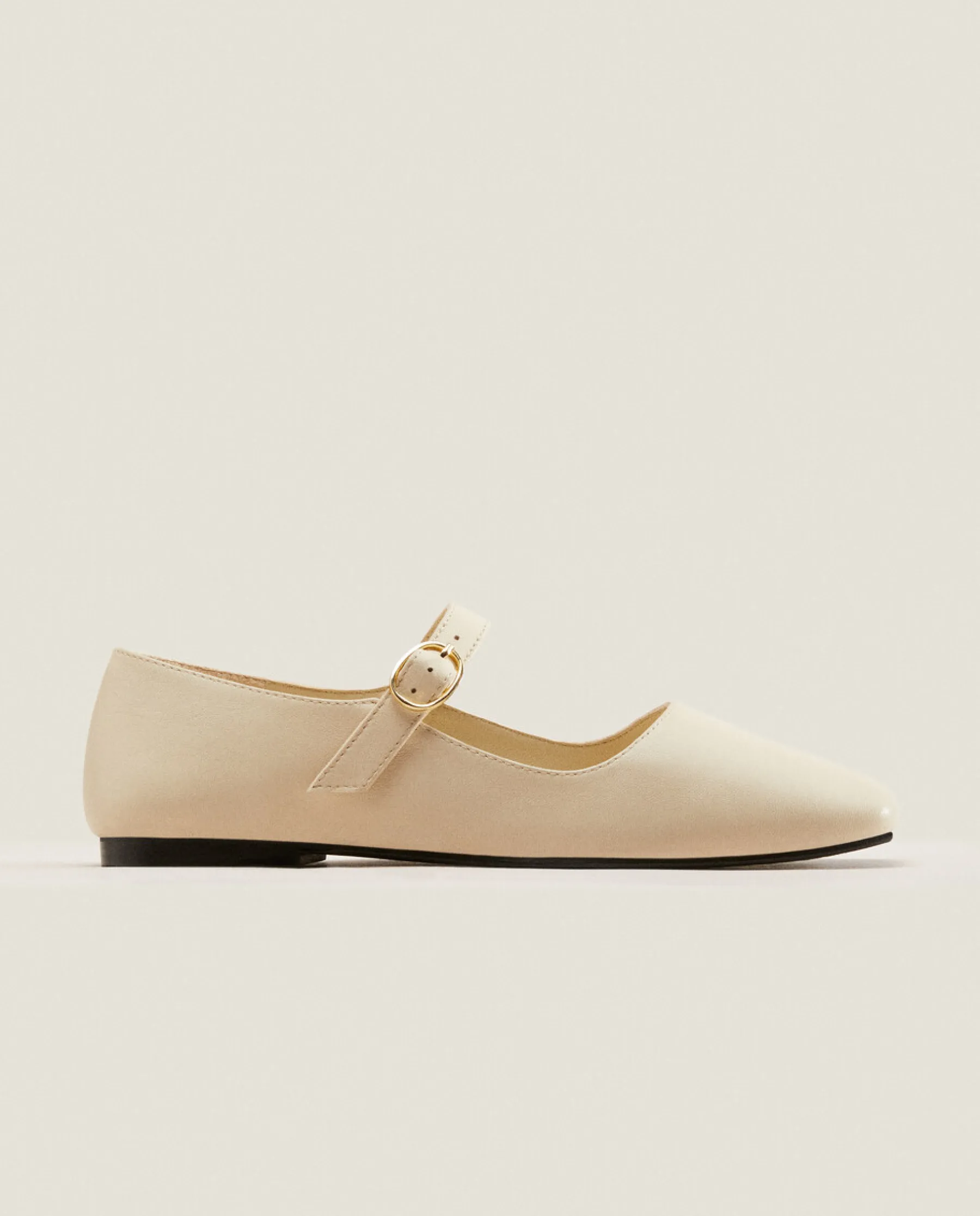 ZARA Home Square Toe Leather Ballet Flats