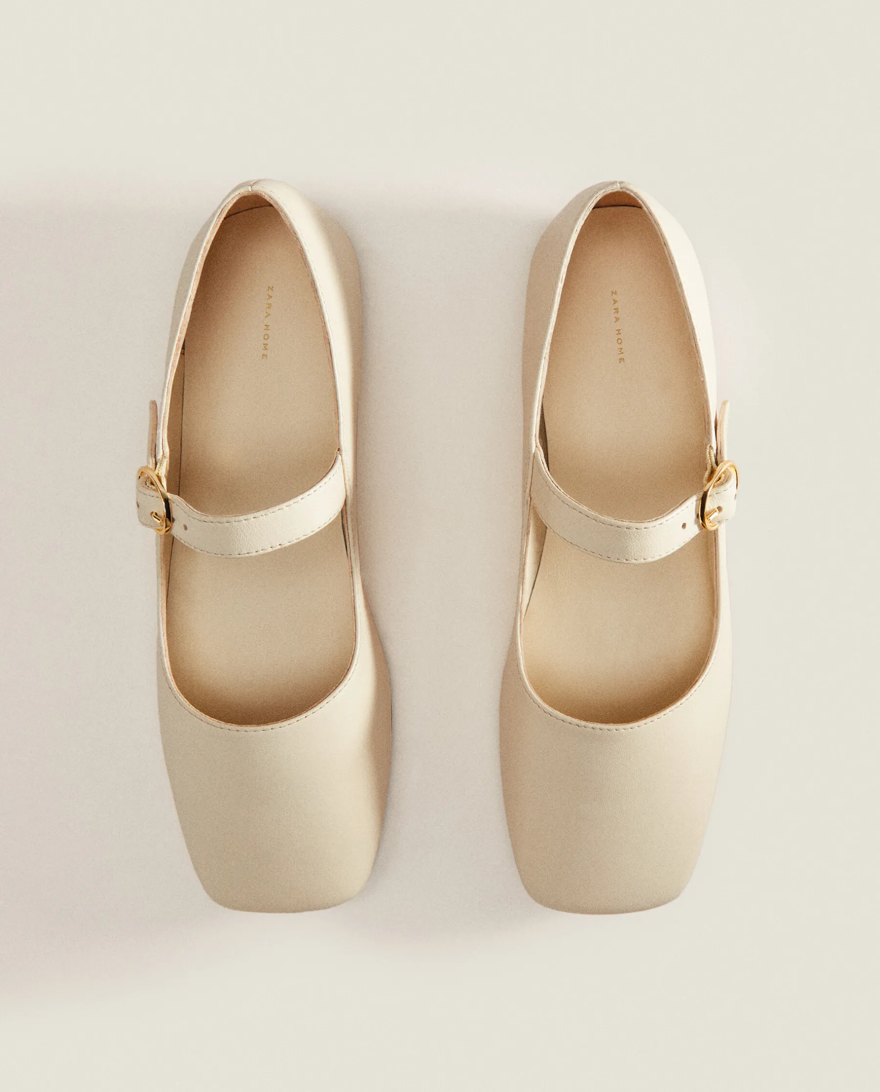 ZARA Home Square Toe Leather Ballet Flats
