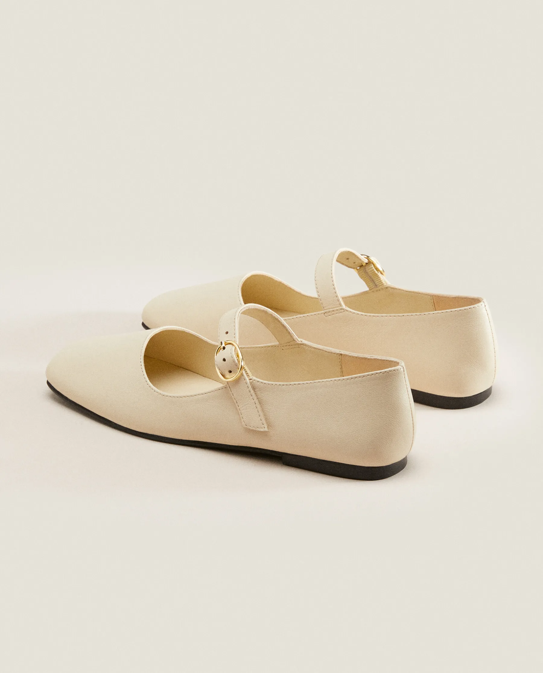 ZARA Home Square Toe Leather Ballet Flats