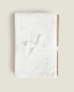 ZARA Home Star Print Muslin Cloths (Pack Of 3)