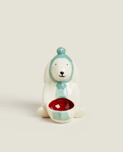ZARA Home Stoneware Christmas Bunny Rabbit Egg Cup