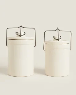 ZARA Home Stoneware Cylindrical Jar