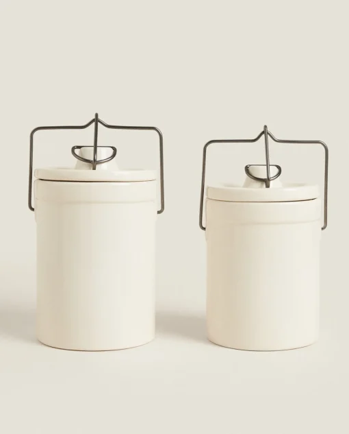 ZARA Home Stoneware Cylindrical Jar