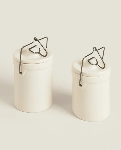 ZARA Home Stoneware Cylindrical Jar