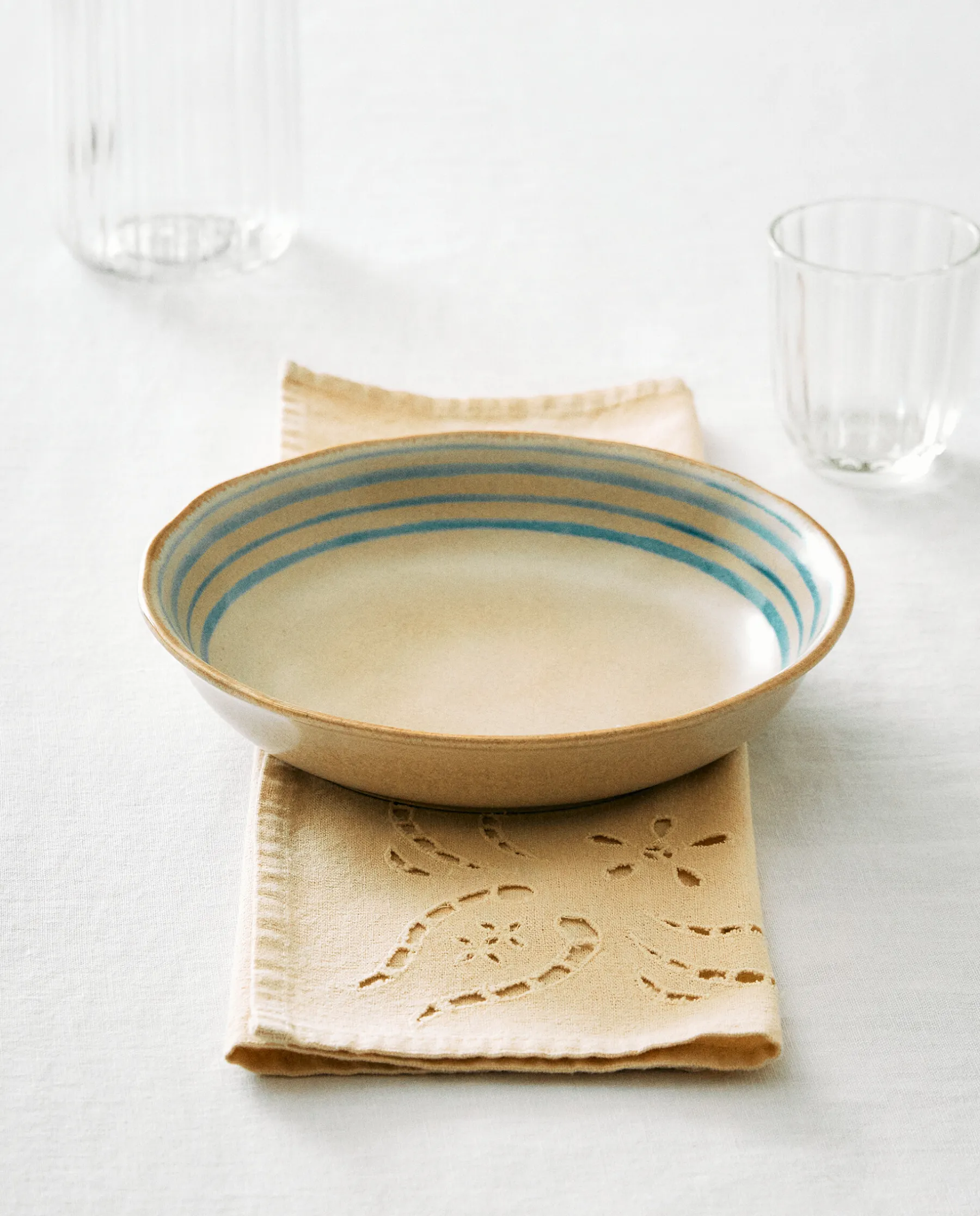 ZARA Home Stoneware Soup Plate With Lines