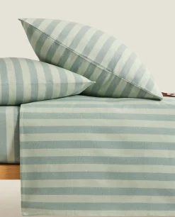 ZARA Home Striped Flannel Duvet Cover