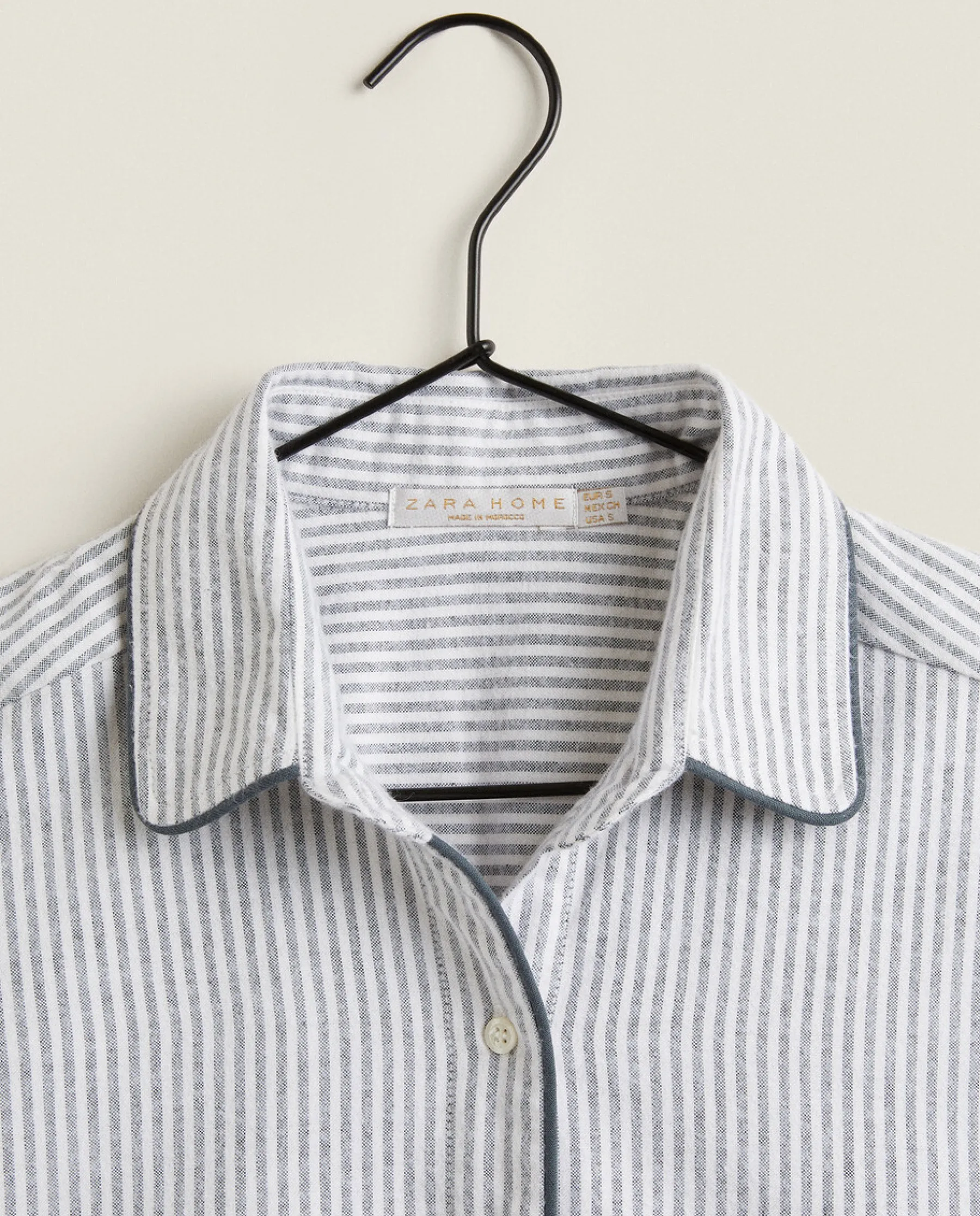 ZARA Home Striped Flannel Pajama Top