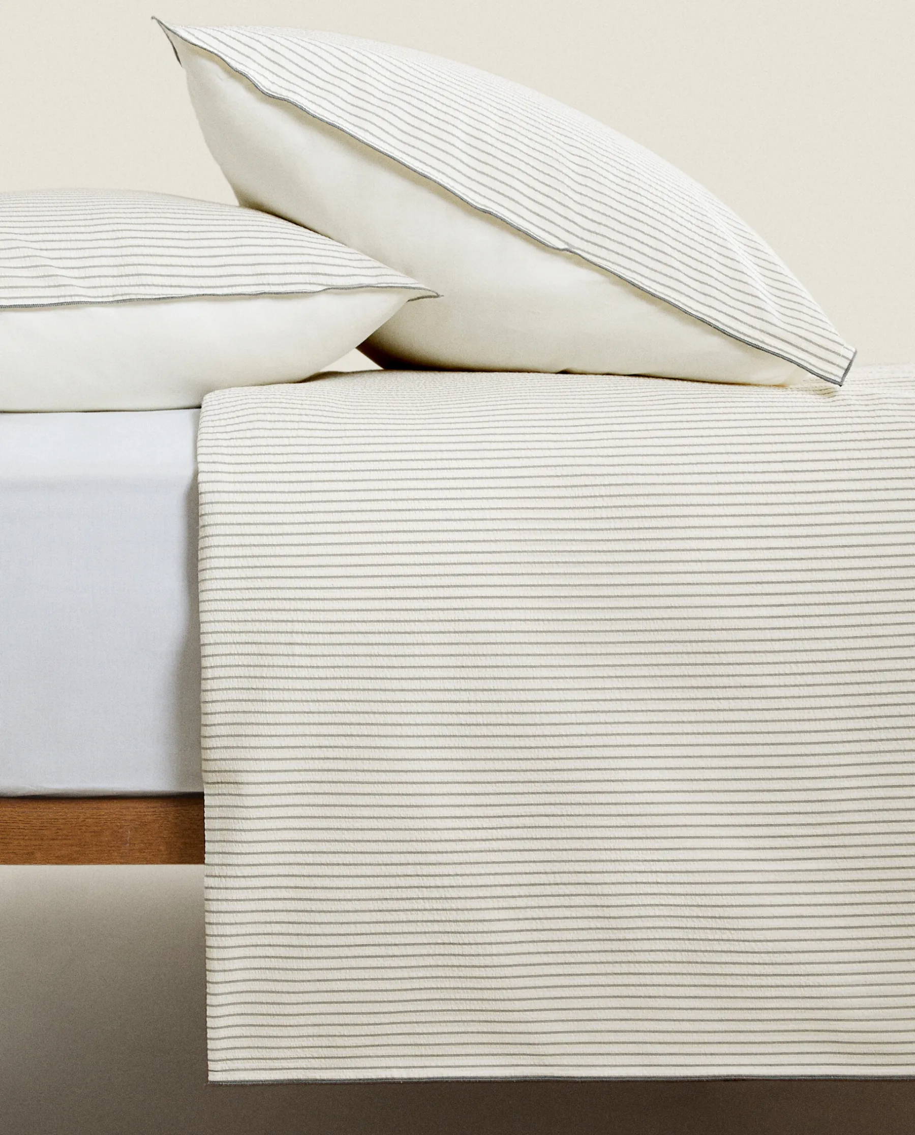 ZARA Home Striped Seersucker Duvet Cover