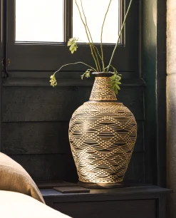 ZARA Home Terracotta And Rattan Vase