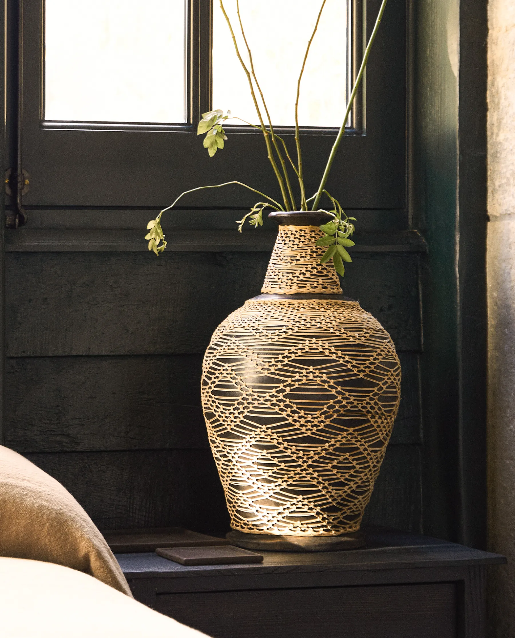 ZARA Home Terracotta And Rattan Vase