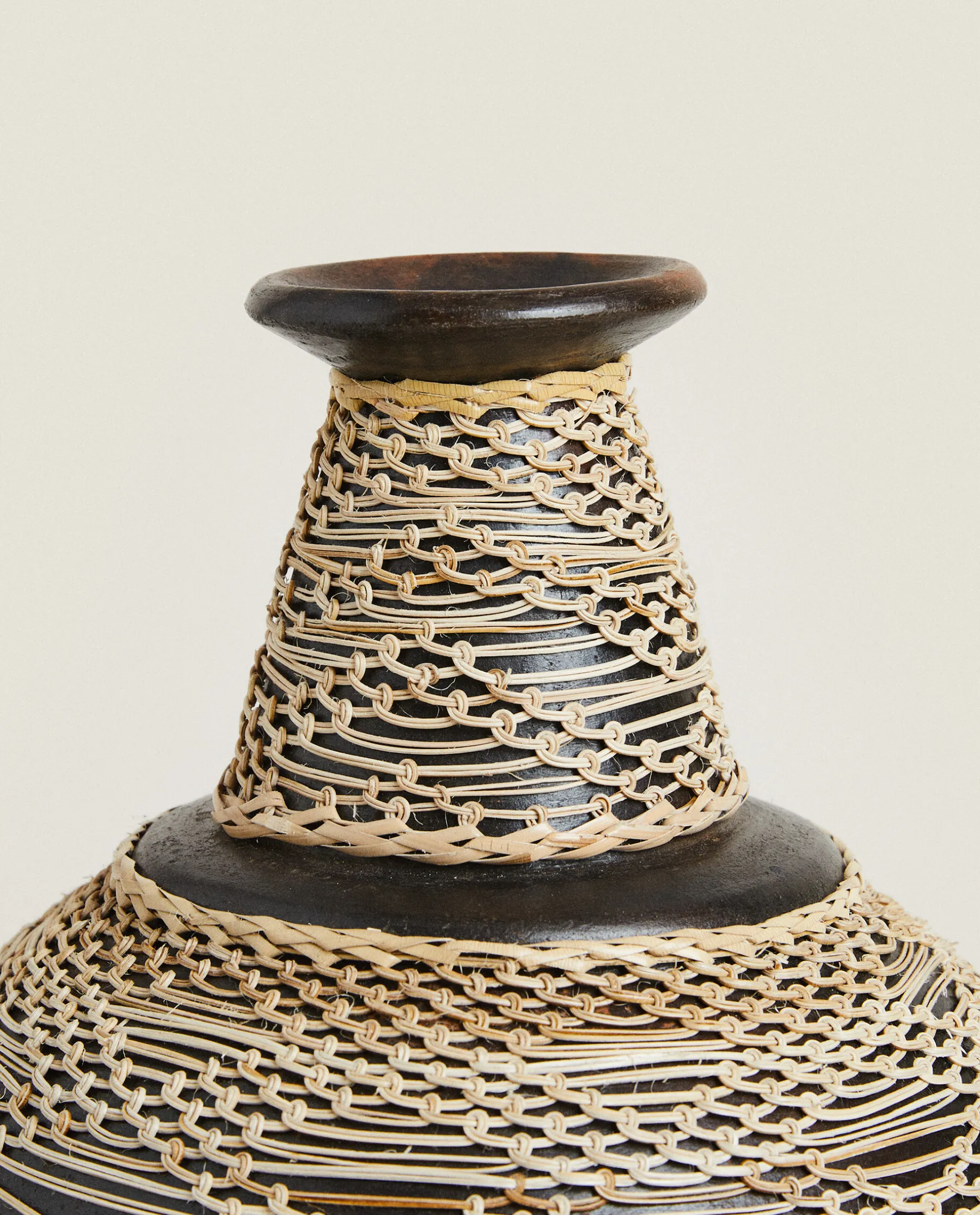 ZARA Home Terracotta And Rattan Vase
