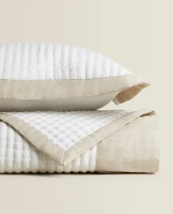ZARA Home Textured Quilt With Linen Border