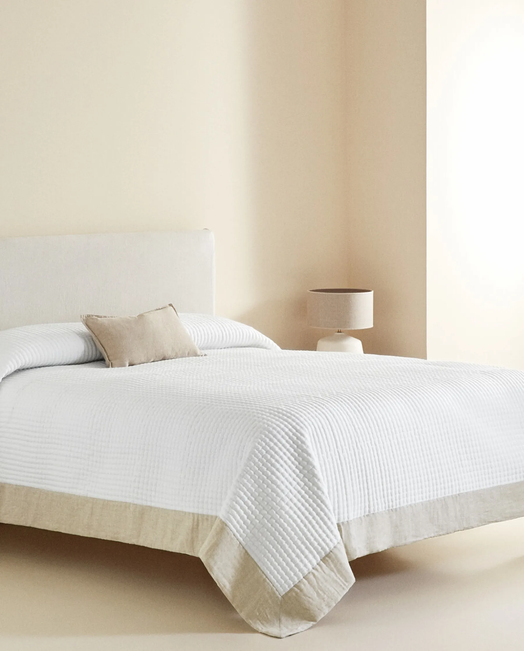 ZARA Home Textured Quilt With Linen Border