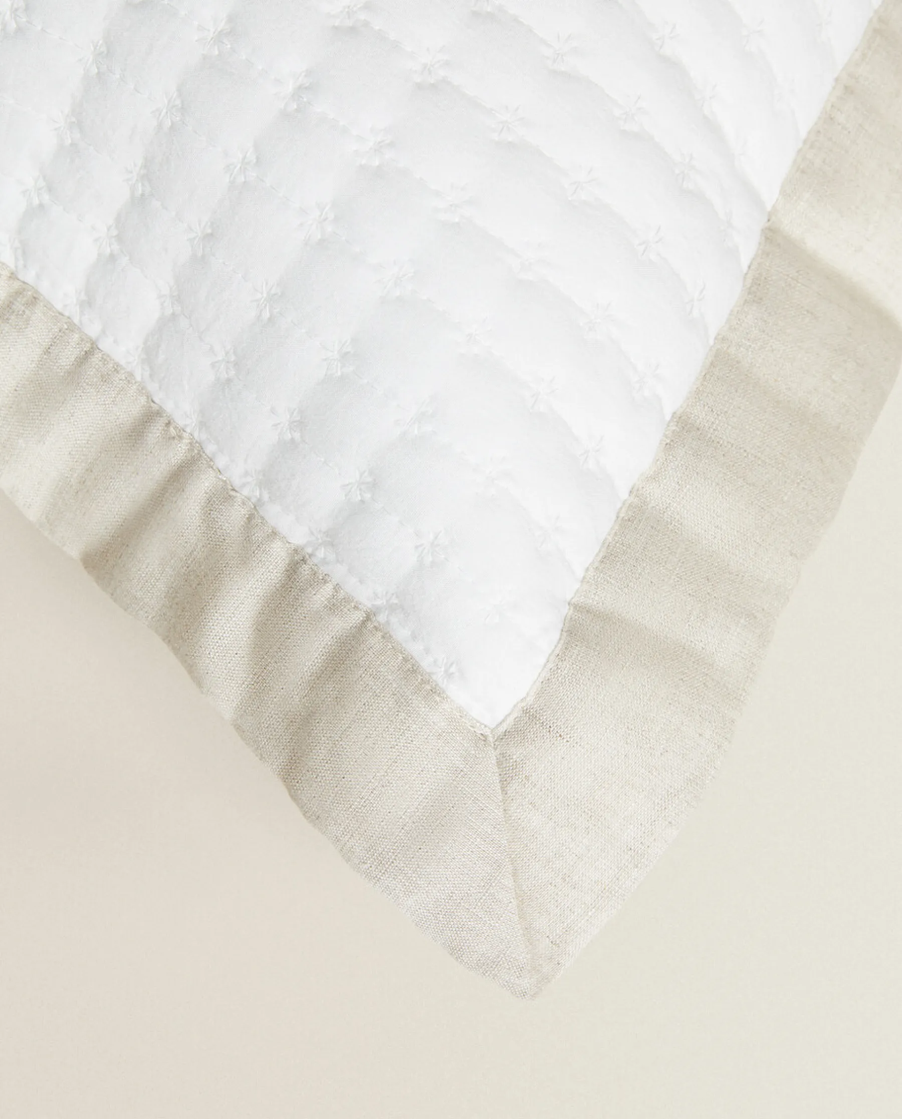 ZARA Home Textured Throw Pillow Cover With Linen Border