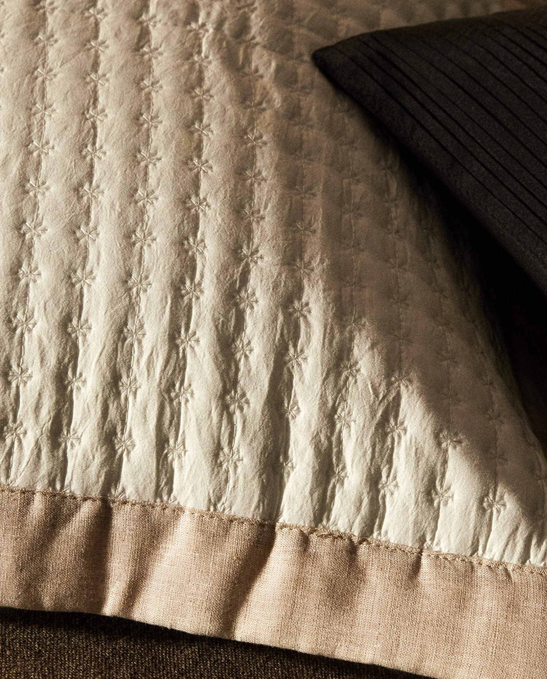 ZARA Home Textured Throw Pillow Cover With Linen Border