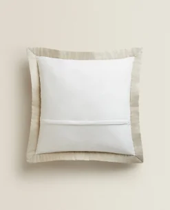 ZARA Home Textured Throw Pillow Cover With Linen Border