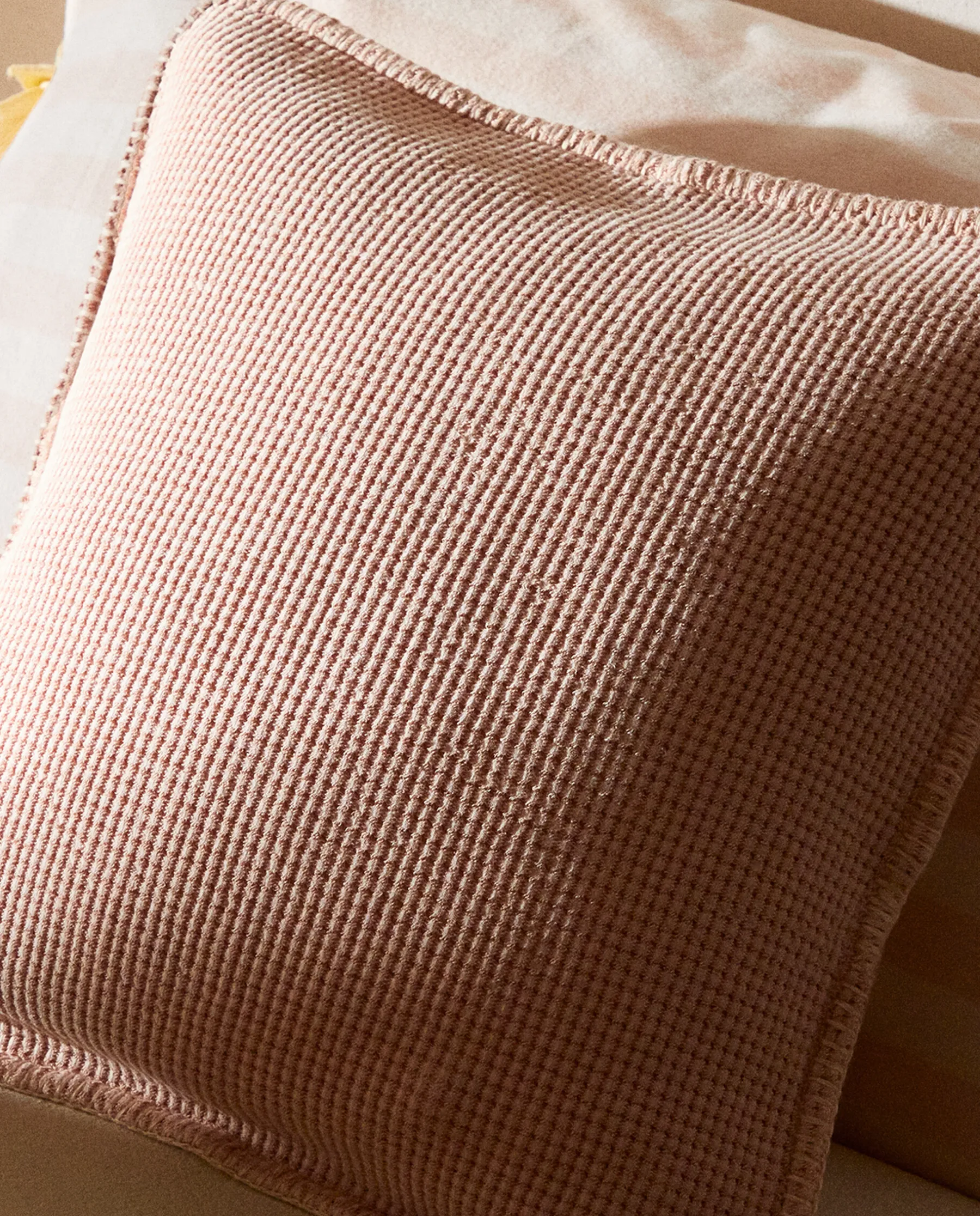 ZARA Home Textured Waffle-Knit Throw Pillow Cover