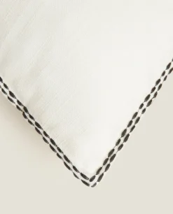 ZARA Home Throw Pillow Cover With Backstitching