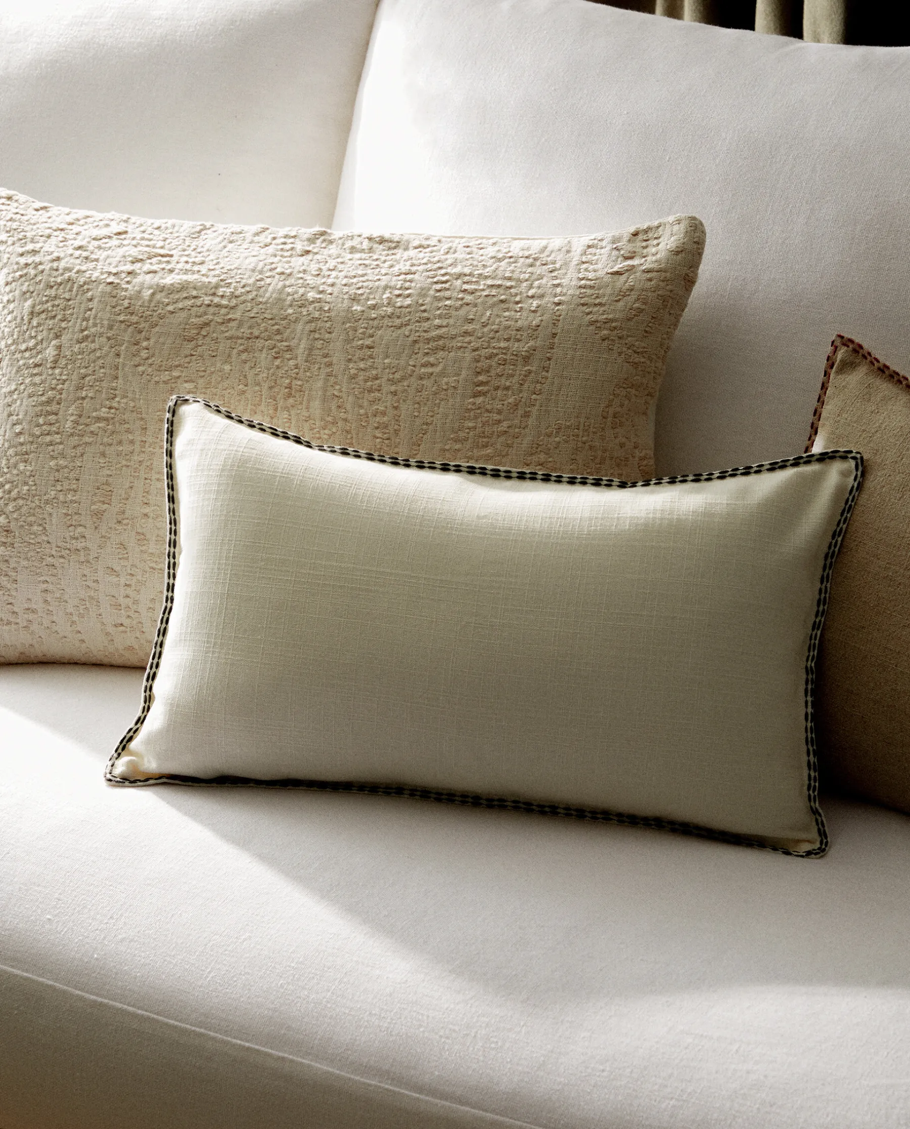 ZARA Home Throw Pillow Cover With Backstitching