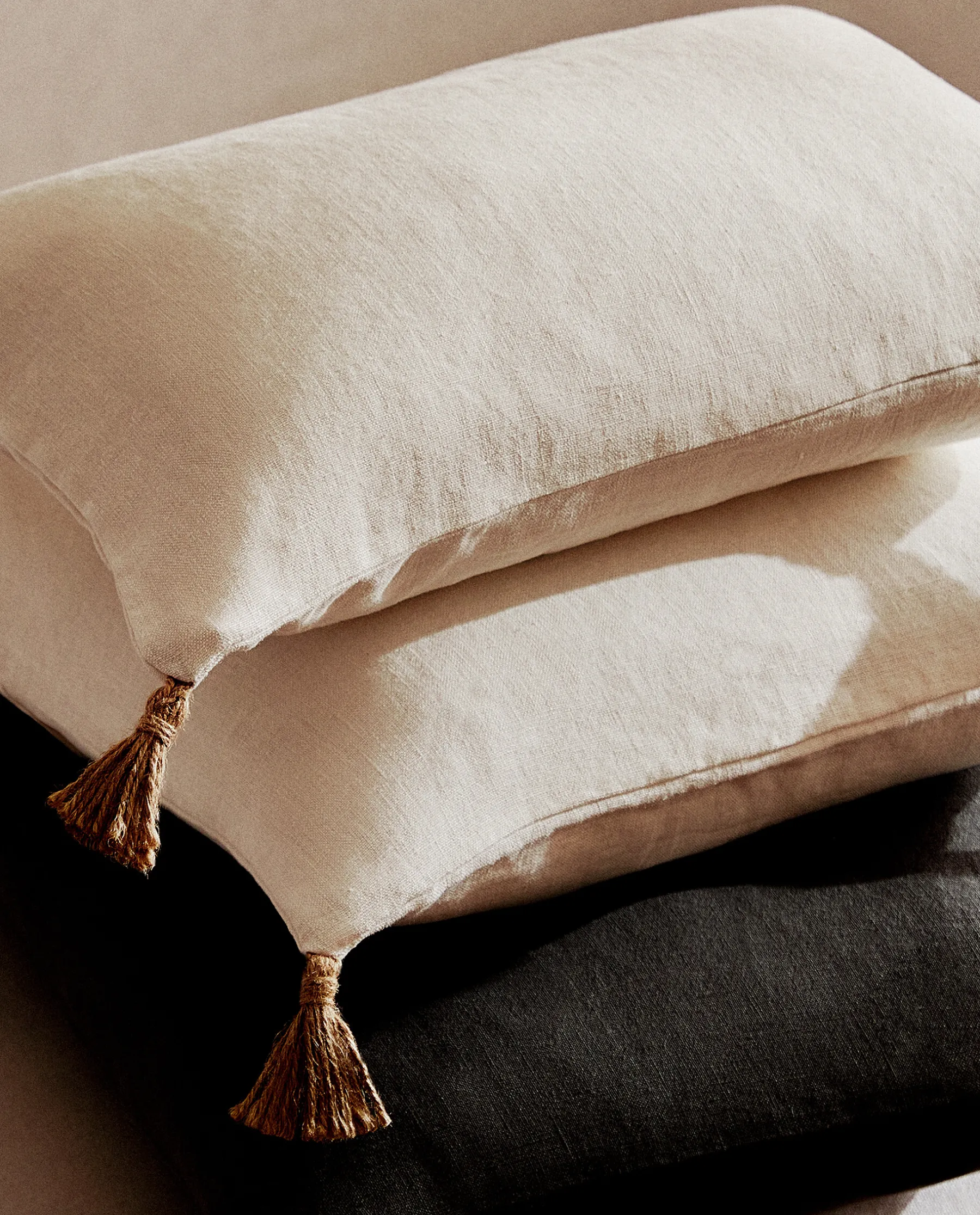 ZARA Home Throw Pillow Cover With Jute Tassels