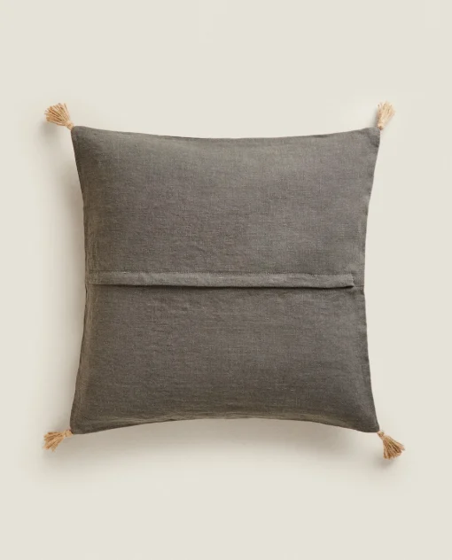ZARA Home Throw Pillow Cover With Jute Tassels