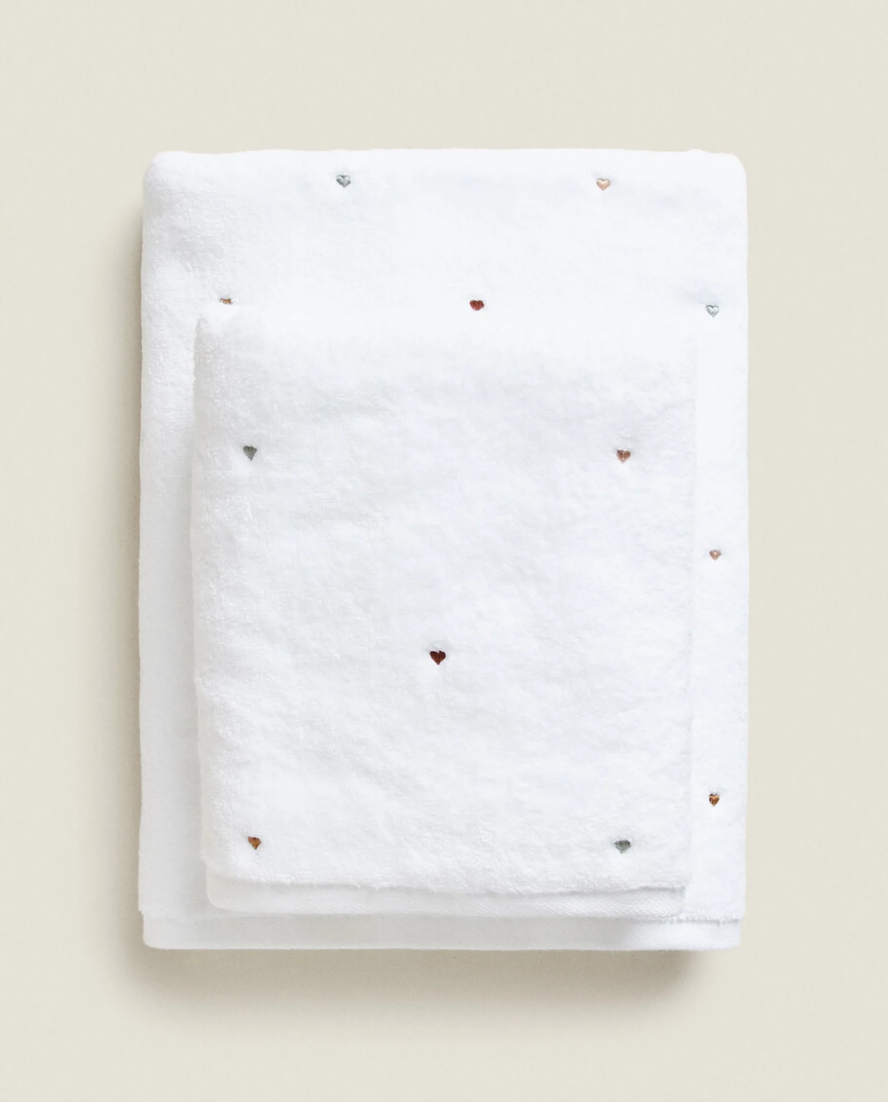 ZARA Home Towel With Embroidered Hearts