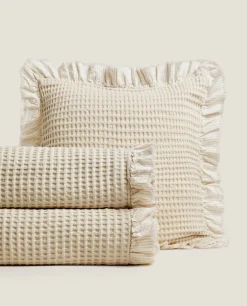 ZARA Home Waffle Texture Cotton Bedspread