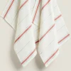 ZARA Home Waffle-Knit Cotton Kitchen Towel With Stripes (Pack Of 2)
