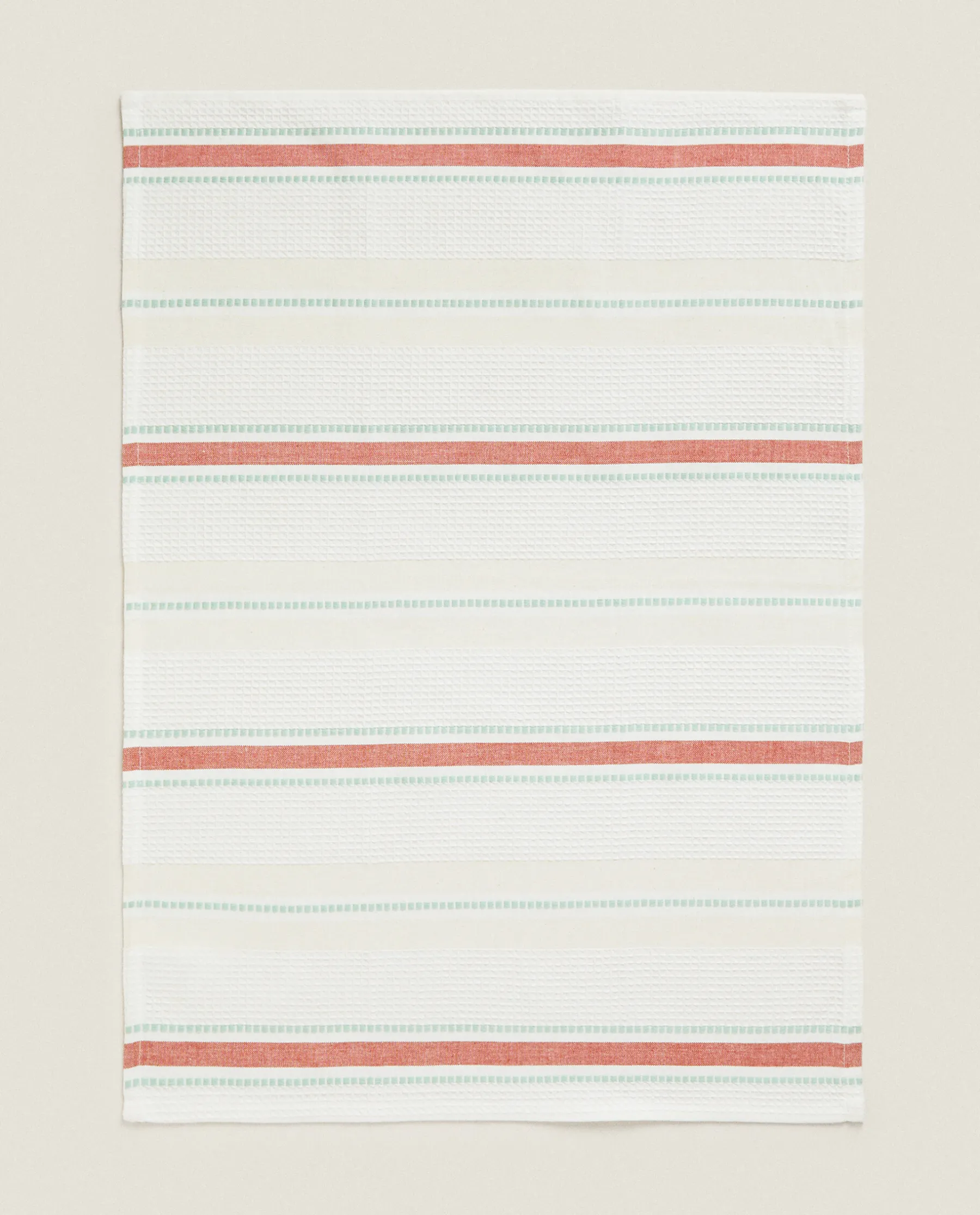 ZARA Home Waffle-Knit Cotton Kitchen Towel With Stripes (Pack Of 2)