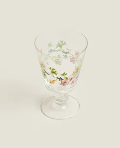 ZARA Home Wine Glass With Floral Silk Screen
