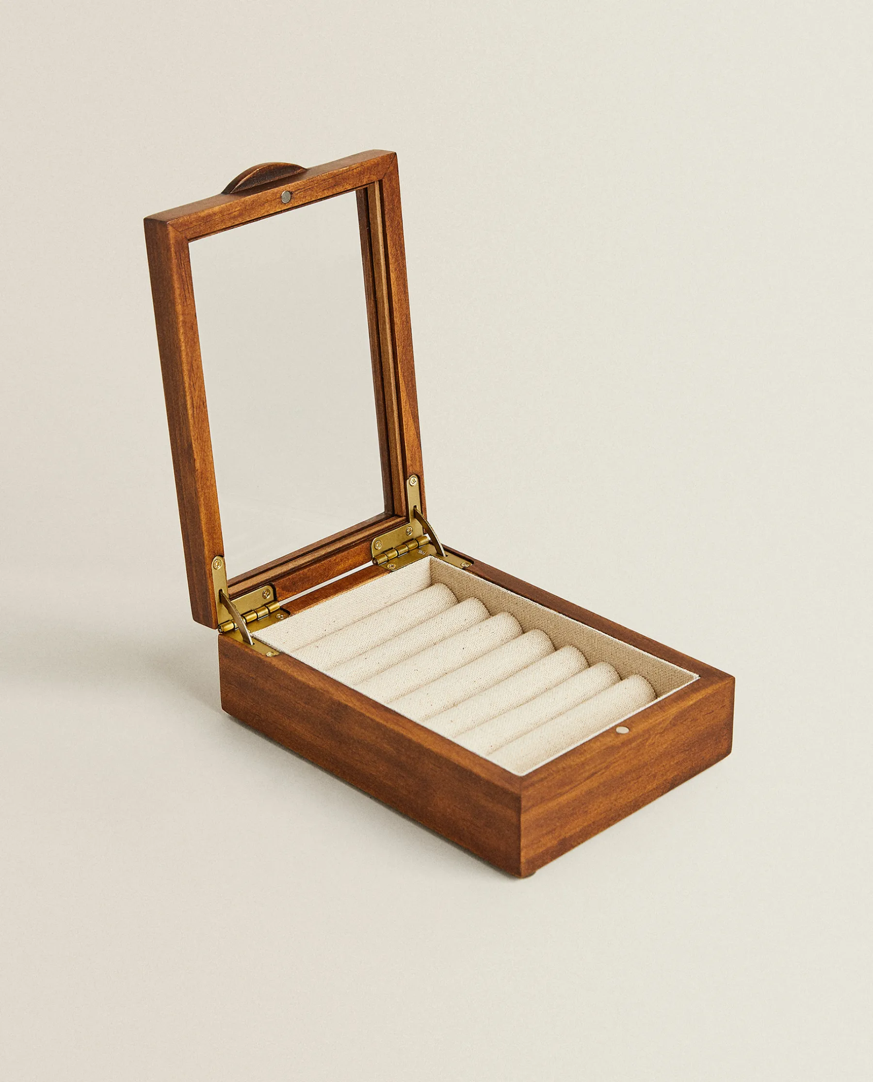 ZARA Home Wood And Linen Jewelry Box