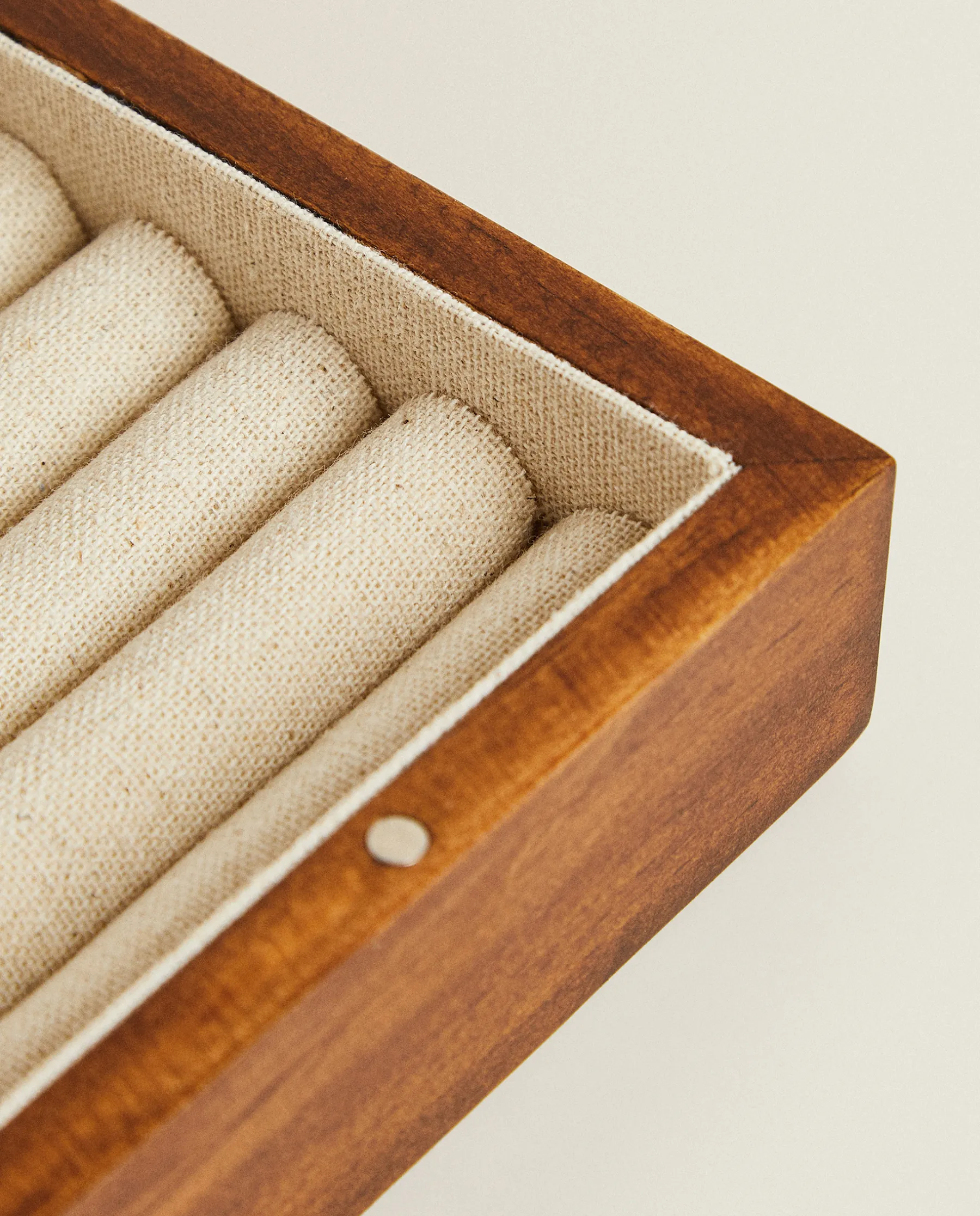 ZARA Home Wood And Linen Jewelry Box