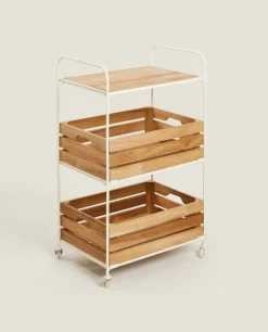 ZARA Home Wood And Metal Storage Cart