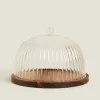 ZARA Home Wooden And Glass Cake Plate