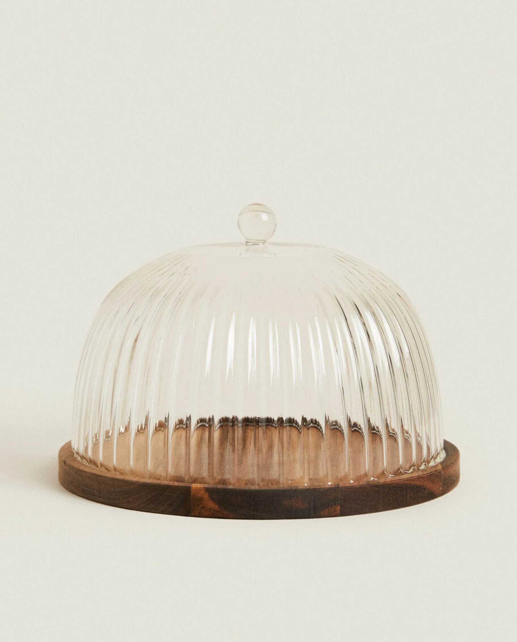 ZARA Home Wooden And Glass Cake Plate
