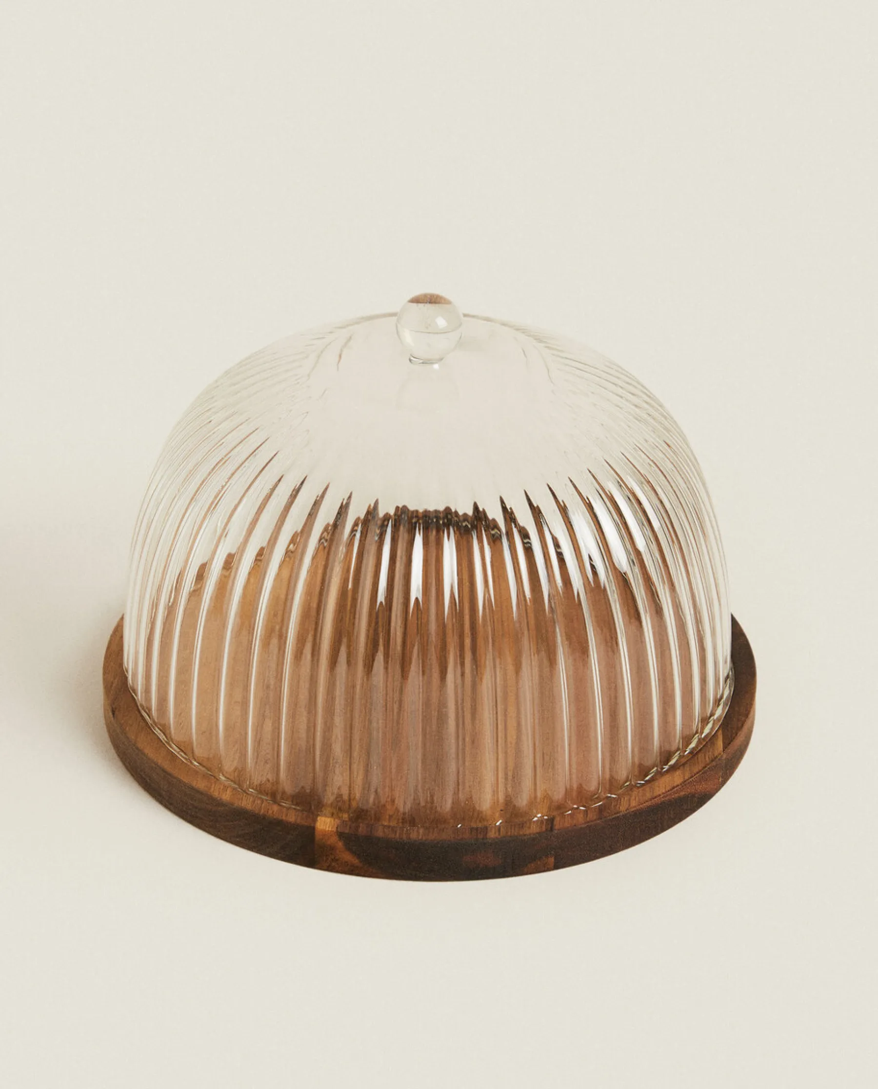 ZARA Home Wooden And Glass Cake Plate