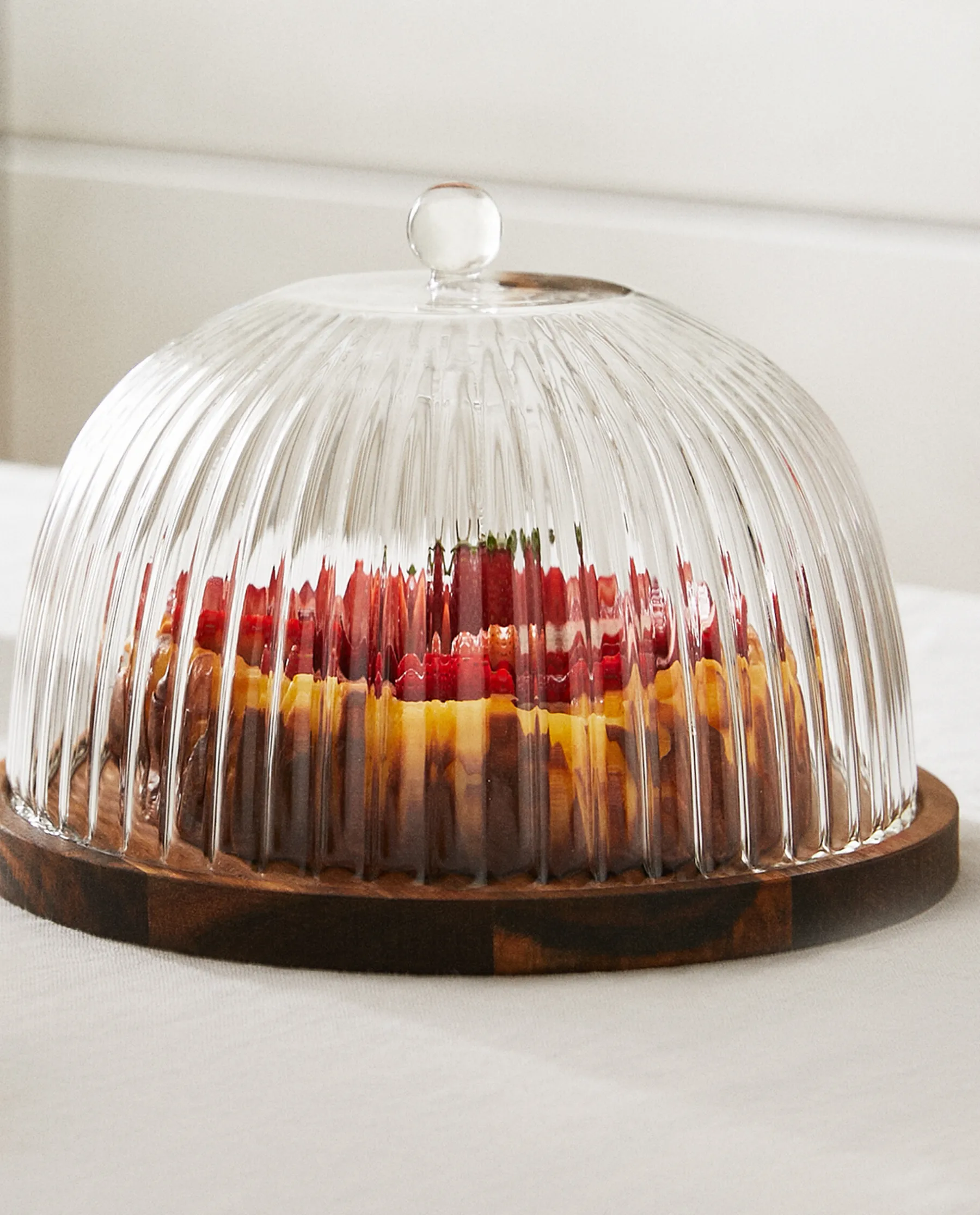 ZARA Home Wooden And Glass Cake Plate