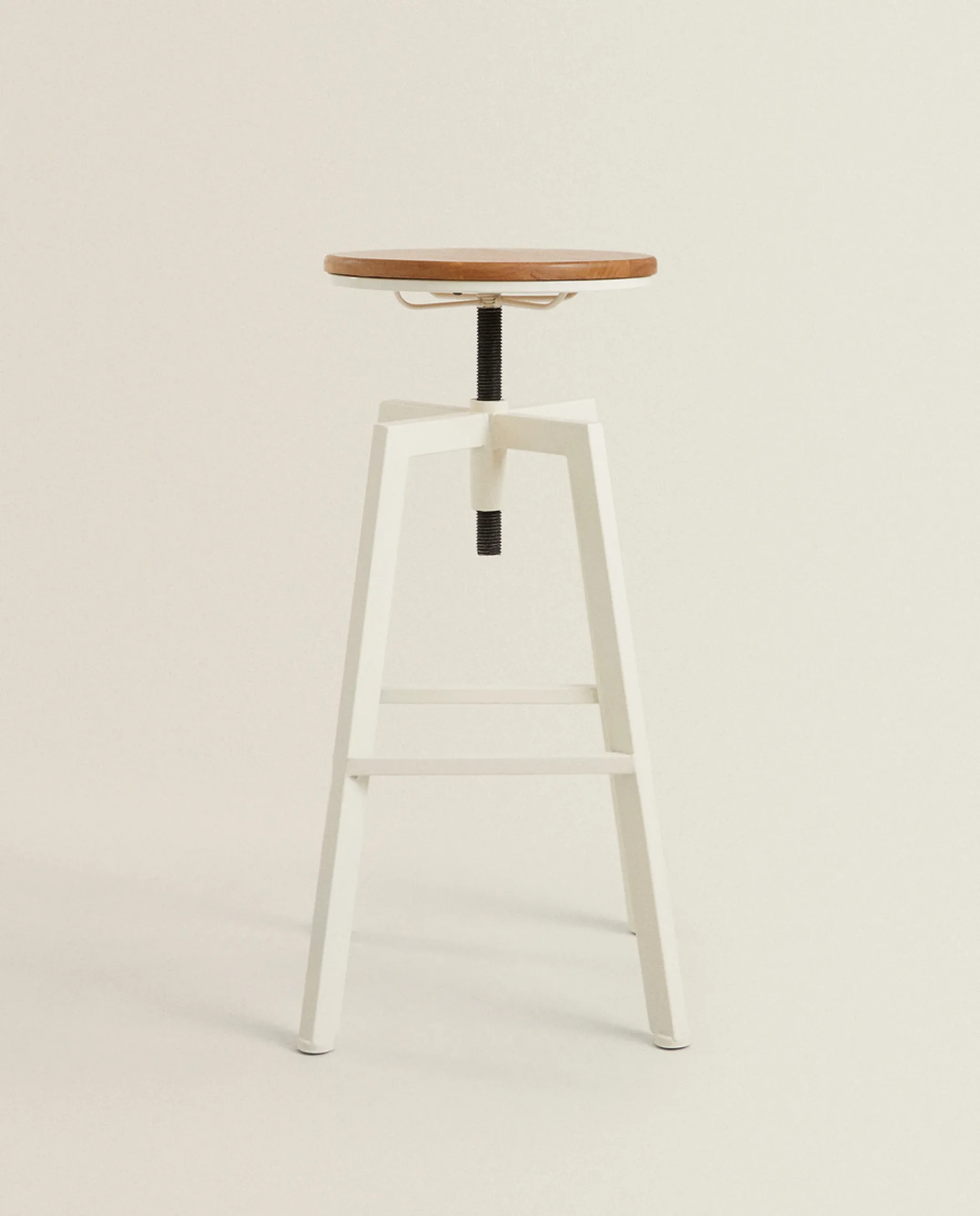 ZARA Home Wooden And Metal Swivel Stool