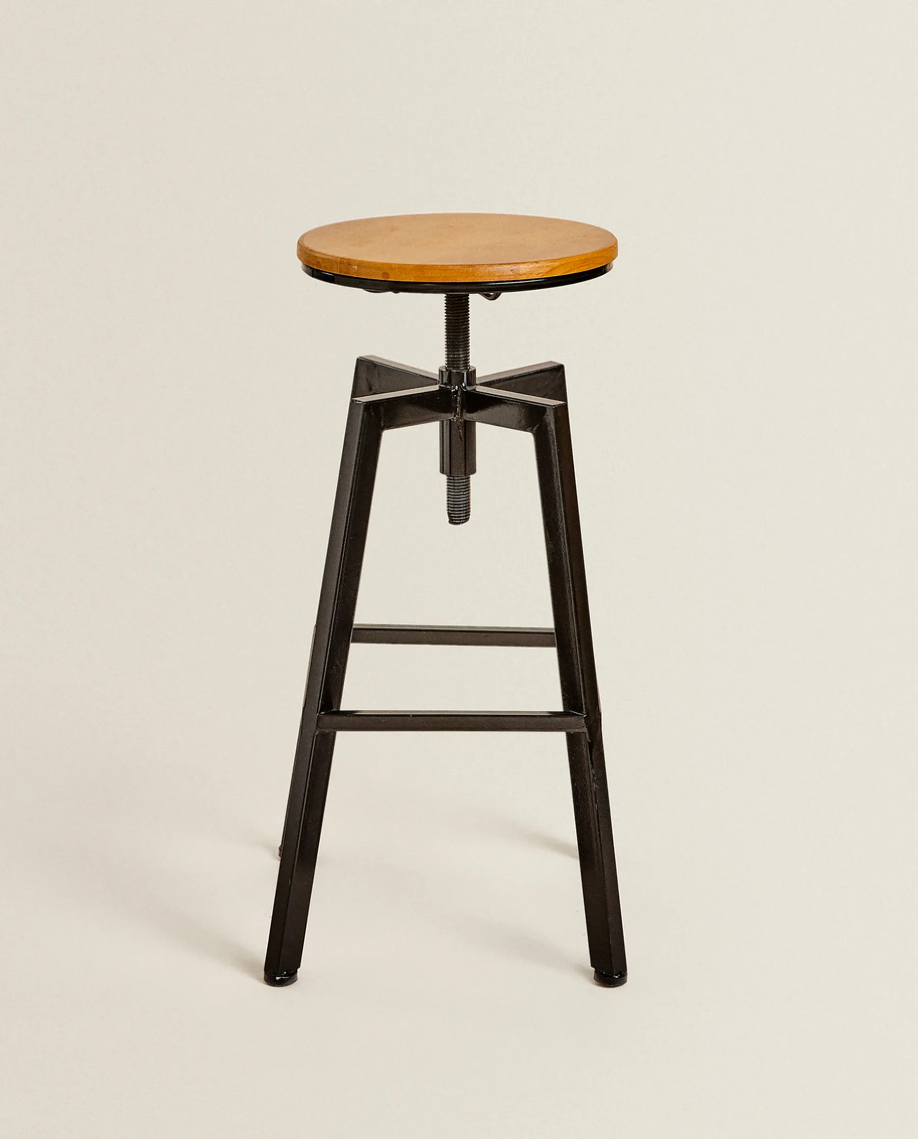 ZARA Home Wooden And Metal Swivel Stool