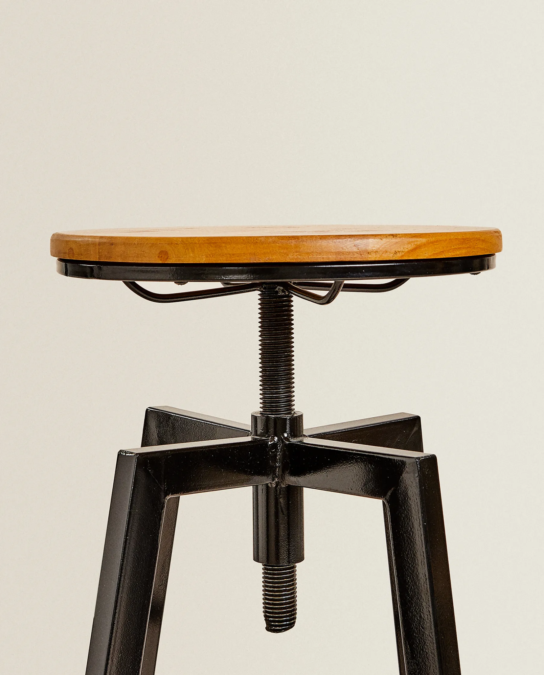 ZARA Home Wooden And Metal Swivel Stool